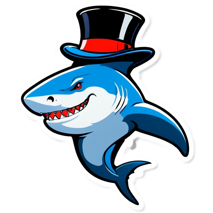 Shark with a top hat emoji