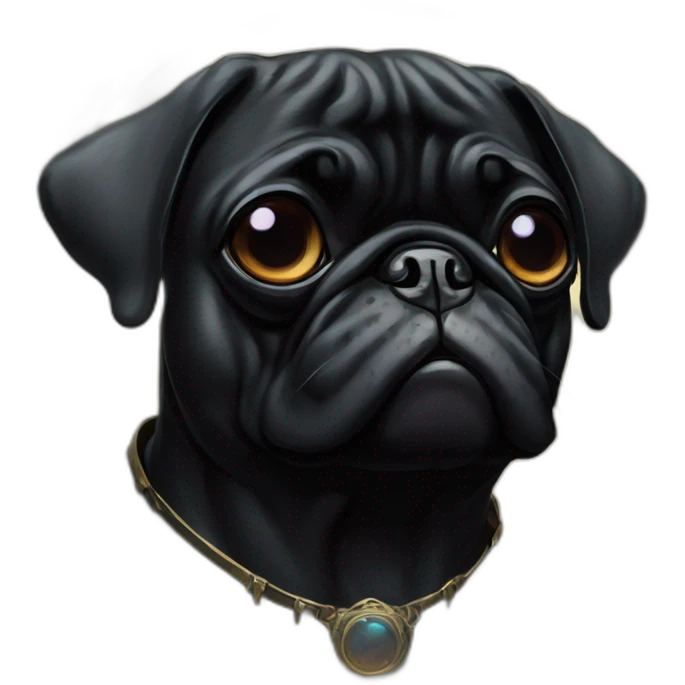 A cyberpunk black pug in Art Nouveau style during 1910 emoji