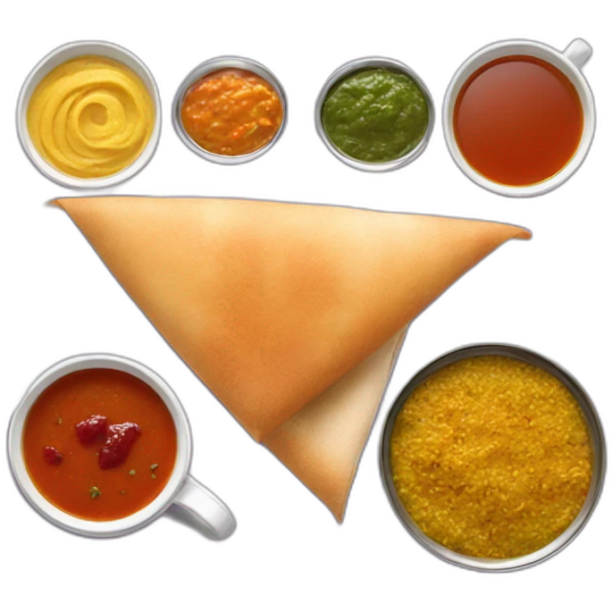 Dosa, chutney, sambar and tea emoji