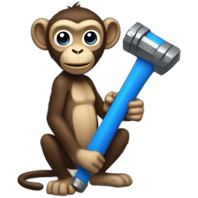 monkey with blue hammer emoji