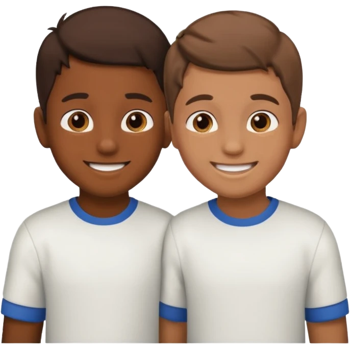 Two boys having a conversation facing at each other. emoji