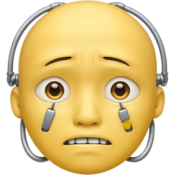 Yellow sad face with braces emoji