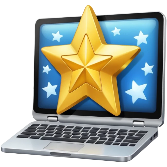 computer with a star, web hosting beginner plan emoji