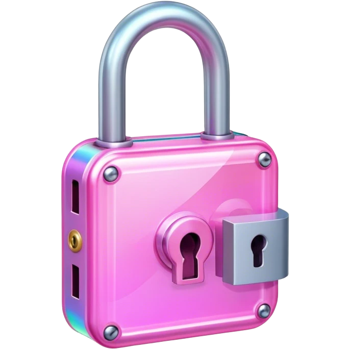 Holographic and glassmorphic pink lock emoji