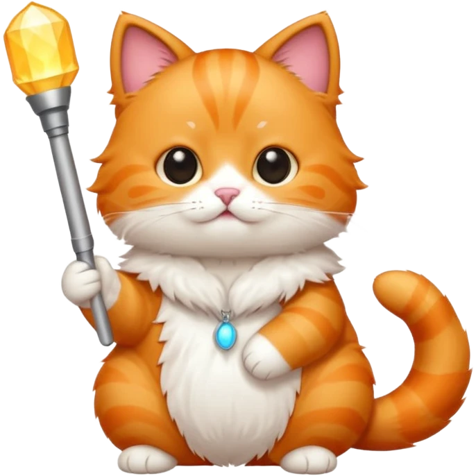chibi cute orange cat holding a light stick emoji