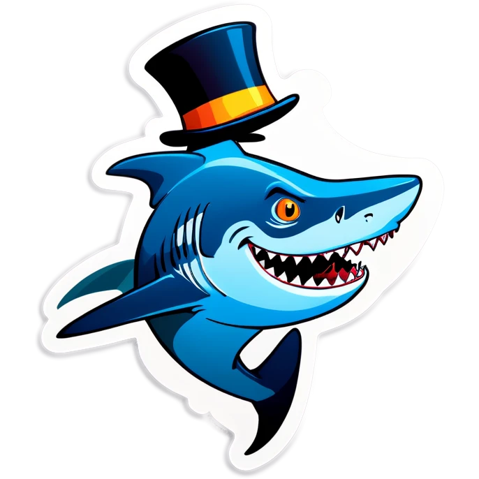 Shark with a top hat emoji