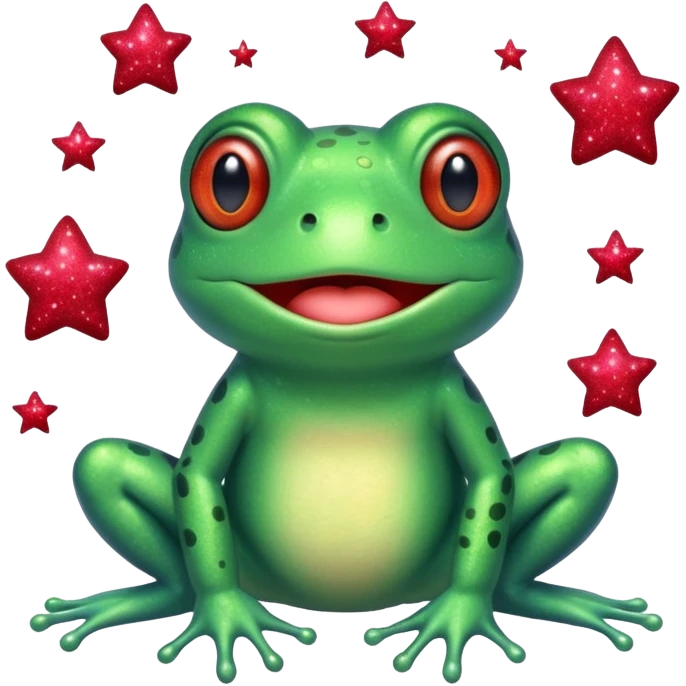 Frog Happy Cute Red Glitter Space emoji