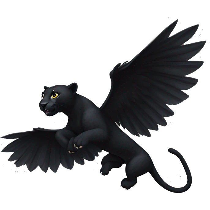 winged black leopard flying emoji