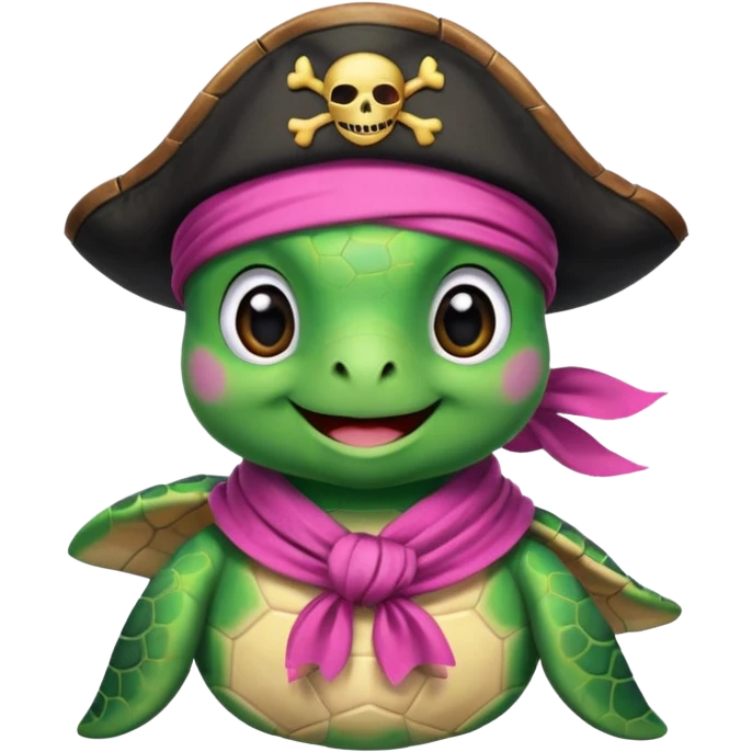 cute sea turtle wearing a pink pirate scarf emoji