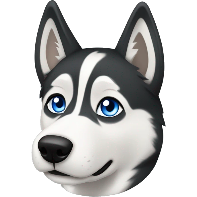 Black and white Siberian husky with blue eyes and a white fleur de lis mark on forehead  emoji