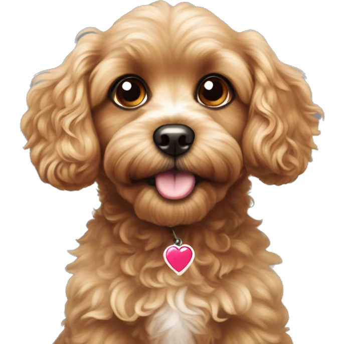 Cavapoo looking up with big, heart-melting eyes add sparkles or tiny  earts around the eyes to show how cute they are. emoji