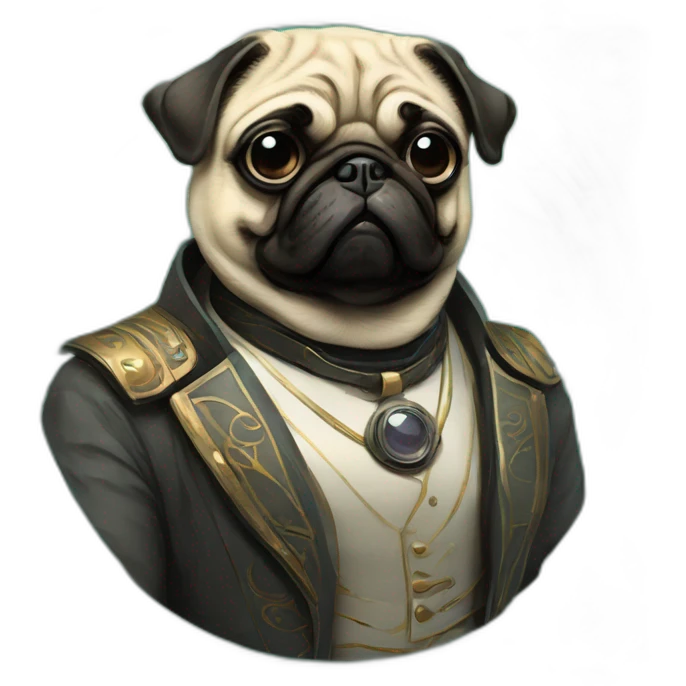 A cyberpunk pug in Art Nouveau style during 1910 emoji