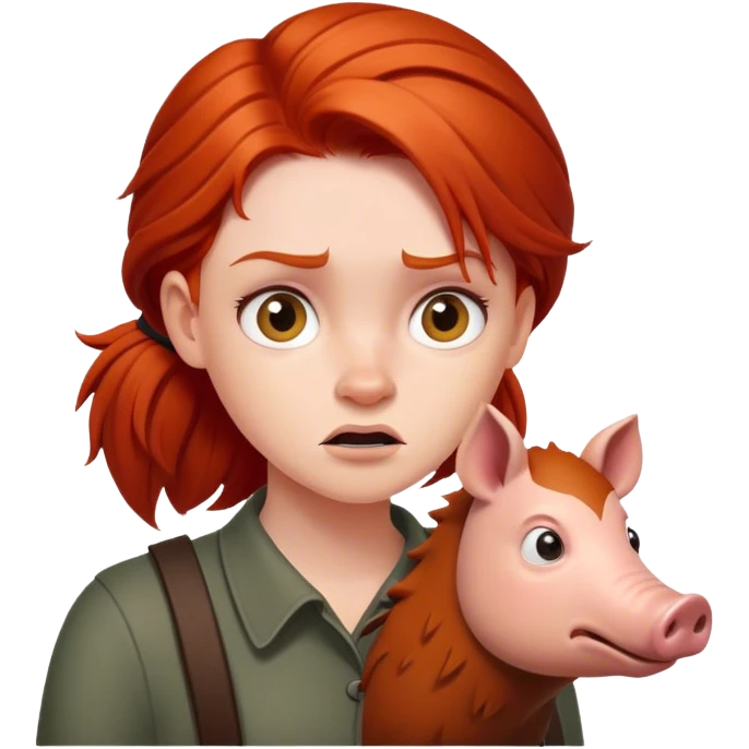 Redhead afraid of wild hog emoji