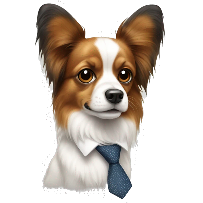 cute papillon dog with a tie  emoji