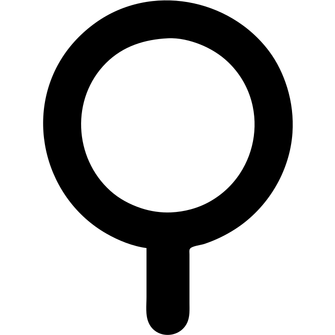 Лупа, сплошная черная заливка, минималистичный стиль, короткая ручка emoji