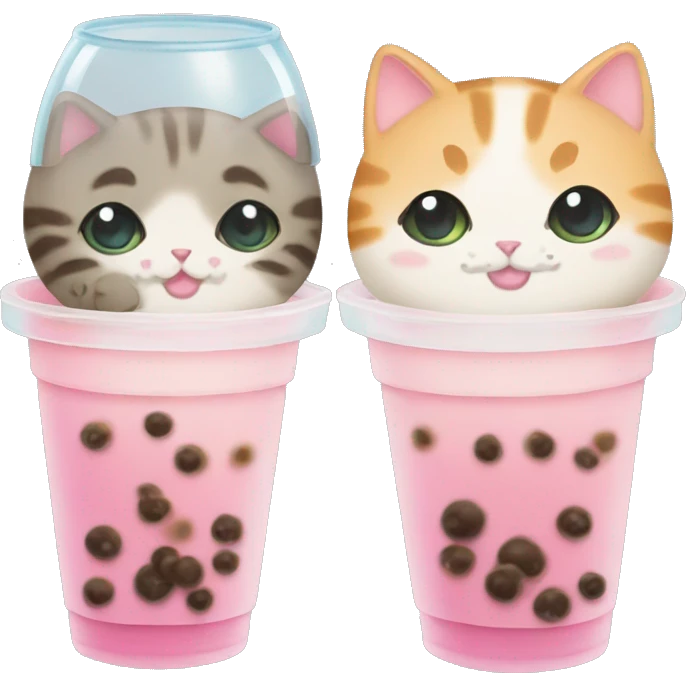 Bubble tea cat couple emoji