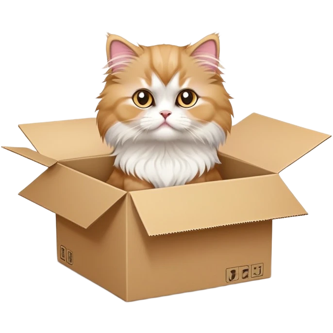 A  juvenile Persian cat poked its paws out of the cardboard box and placed them on top of it emoji
