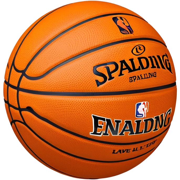 Minimalist basketball with Spalding and NBA logos, orange with black lines emoji