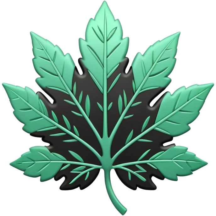 Environnement (Environment), 3D techy icon with black and mint green (#B5F4D3) color scheme, eco-friendly technology with leaf and circuit patterns emoji