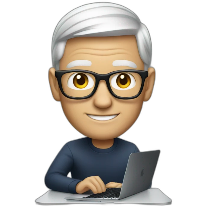 tim cook with a macbook pro emoji