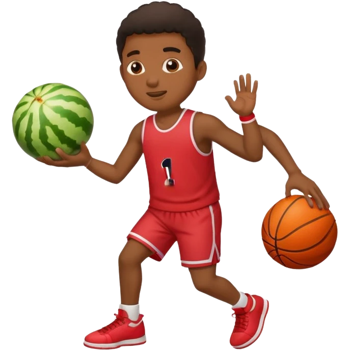 Black guy eating watermelon and playing basketball  emoji