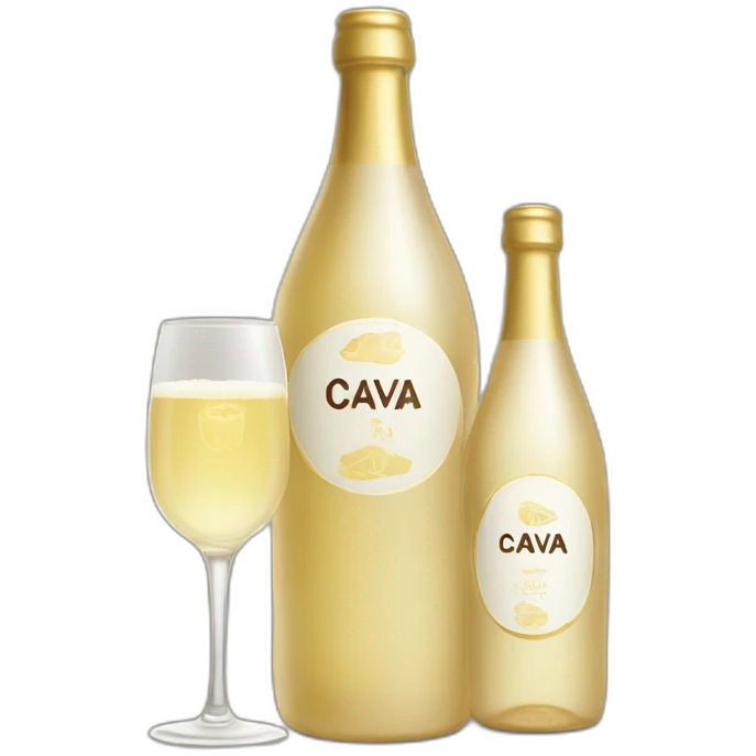 bottle with cava logo and two glasses emoji