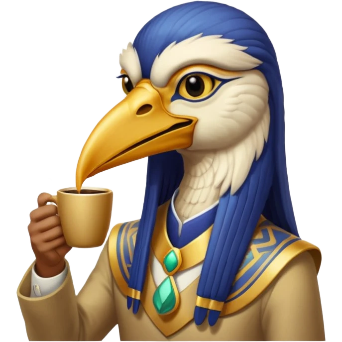 Thoth bird god drink coffee emoji