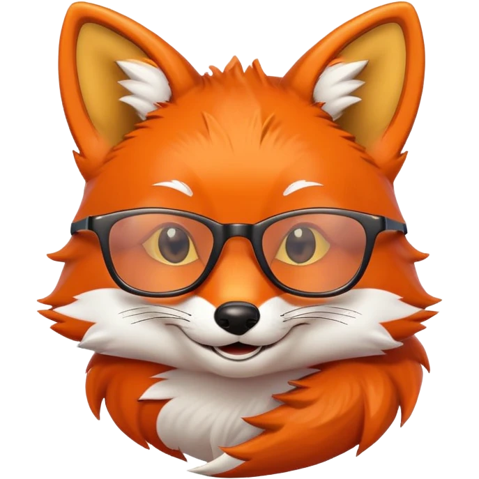 Лисичка в очках с улыбкой emoji