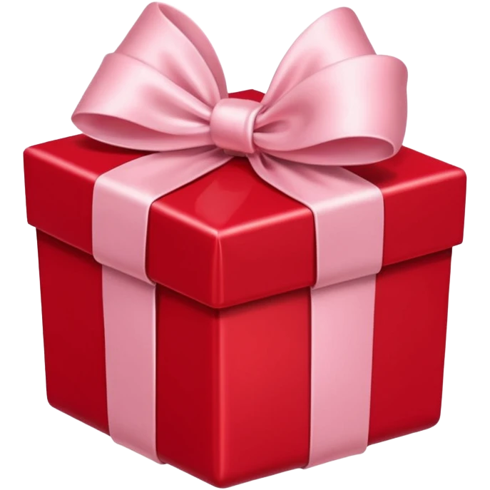 red  gift box with light pi,k satin bow emoji