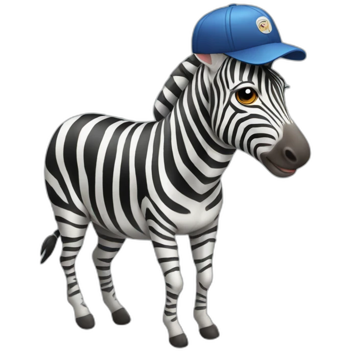 Hopping zebra wearing cap emoji