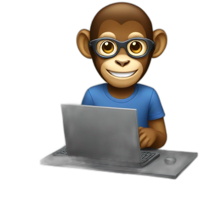 smiling monkey software engineer using a computer emoji