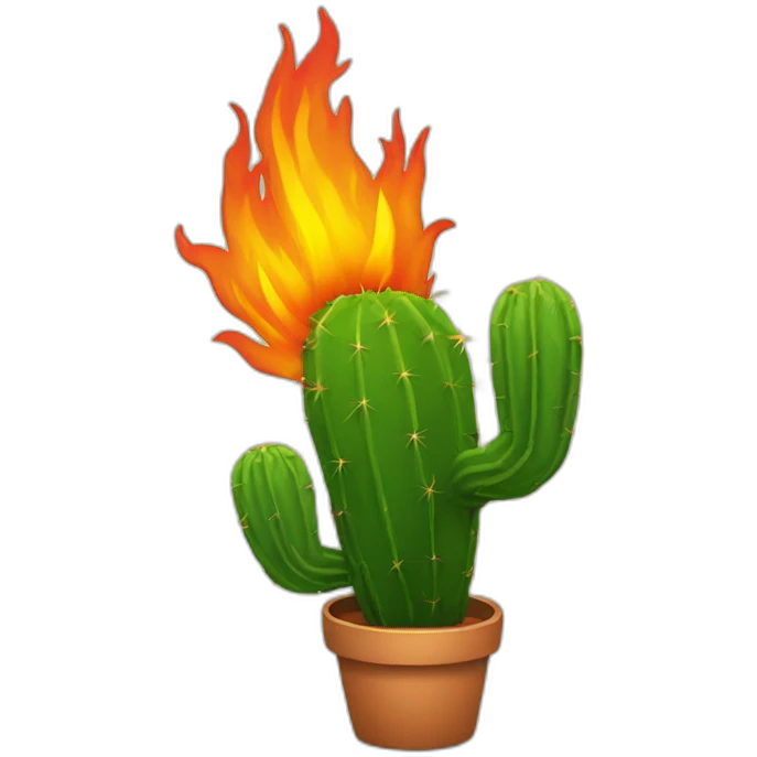 A cactus on fire emoji