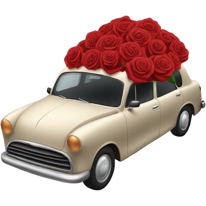 black pastel car in the trunk many roses red emoji