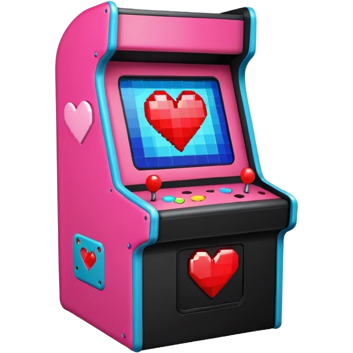 Arcade machine with broken heart on screen emoji