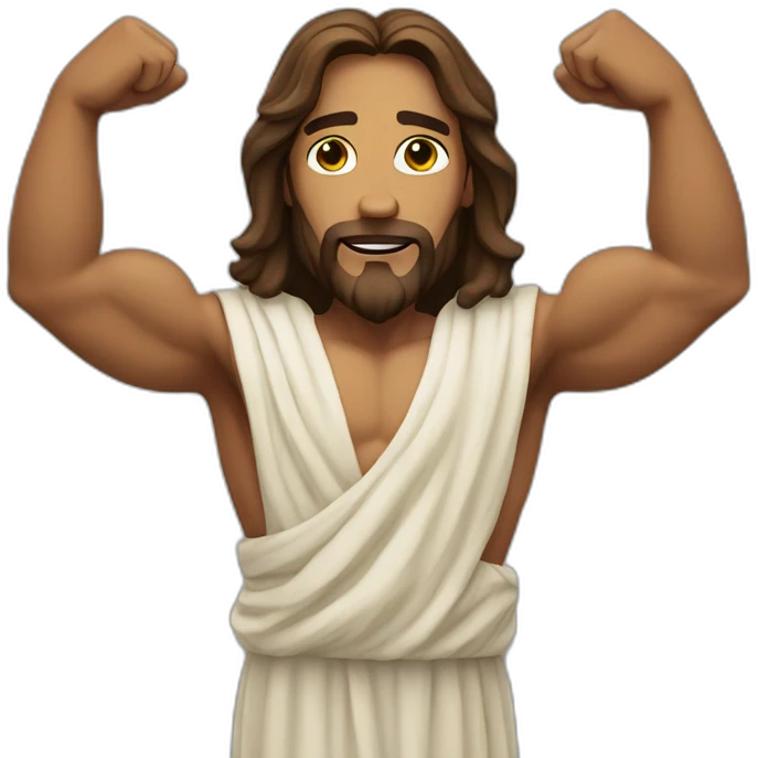 Jesus showing off biceps emoji