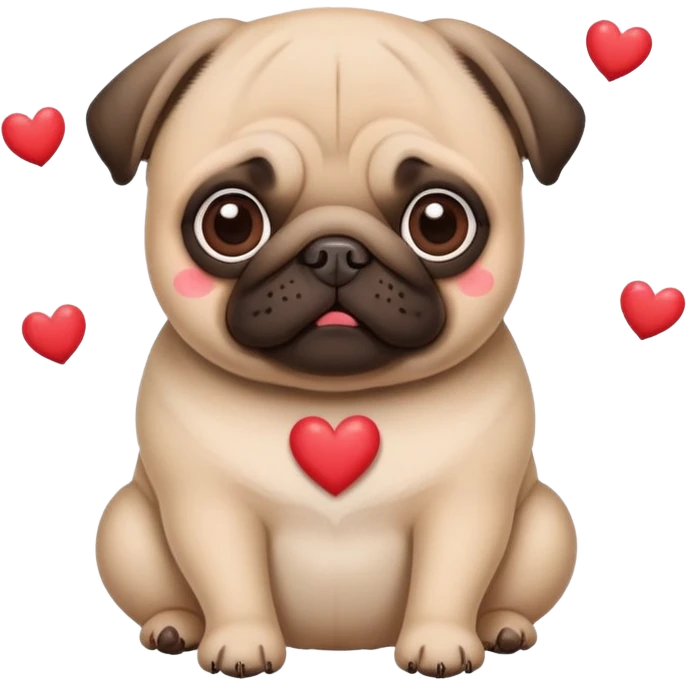 Влюблённый мопс (с сердечками и розовыми щеками). emoji