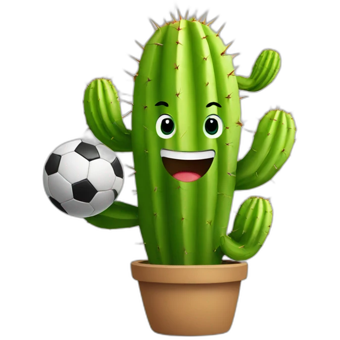 Cactus is playing soccer emoji