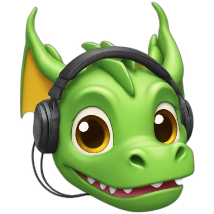 Cute dragon headphone emoji