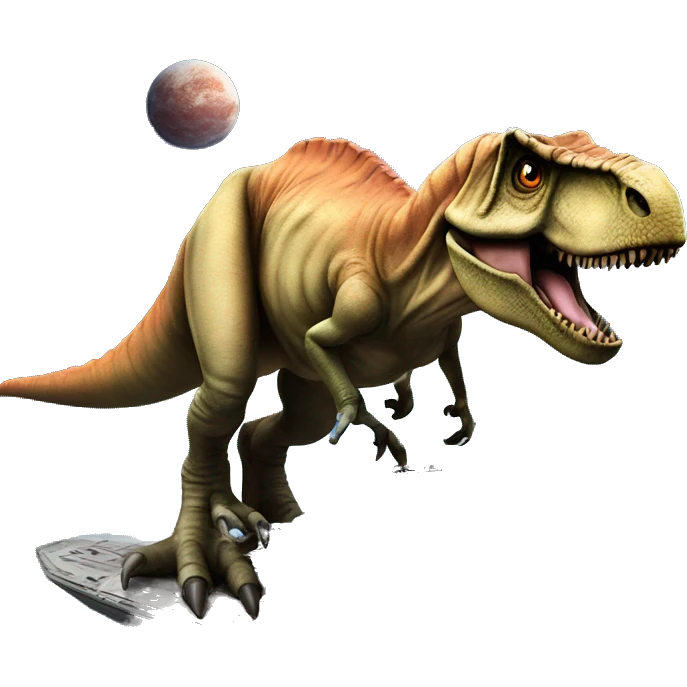 t-rex on a space-ship emoji