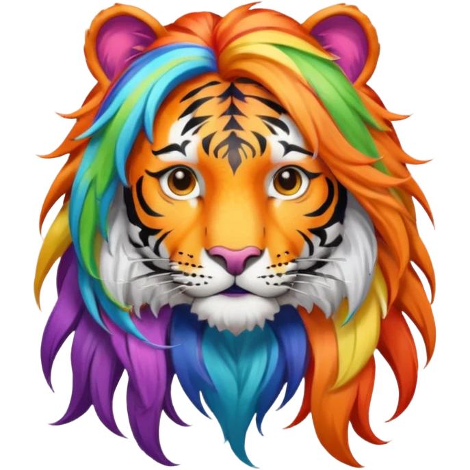 tiger with rainbow wigs emoji