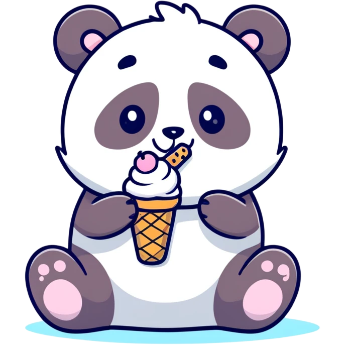 Panda eating ice cream emoji