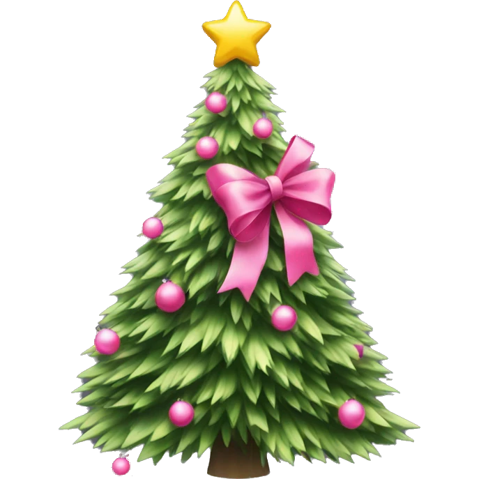 Christmas tree with pink bow emoji