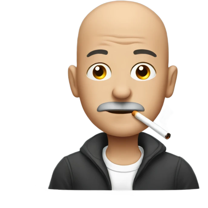 Bald man smoking a cigarette  emoji