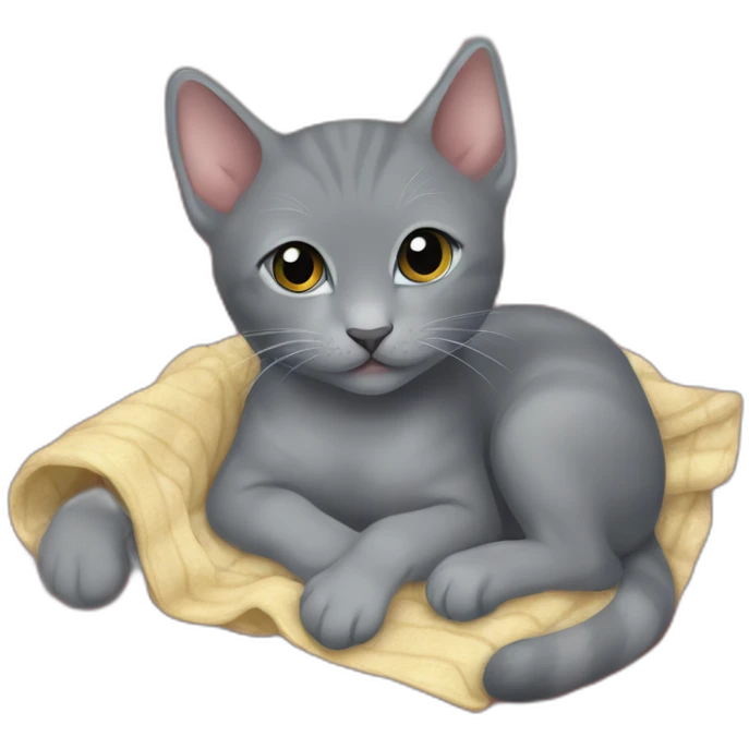 Korat kitten snuggling on blanket emoji