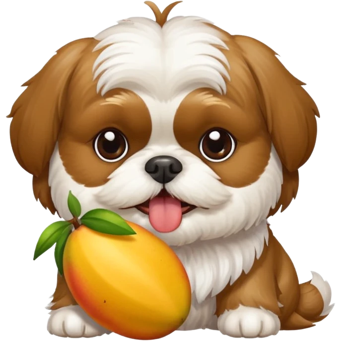 shih tzu dog eating mango  emoji