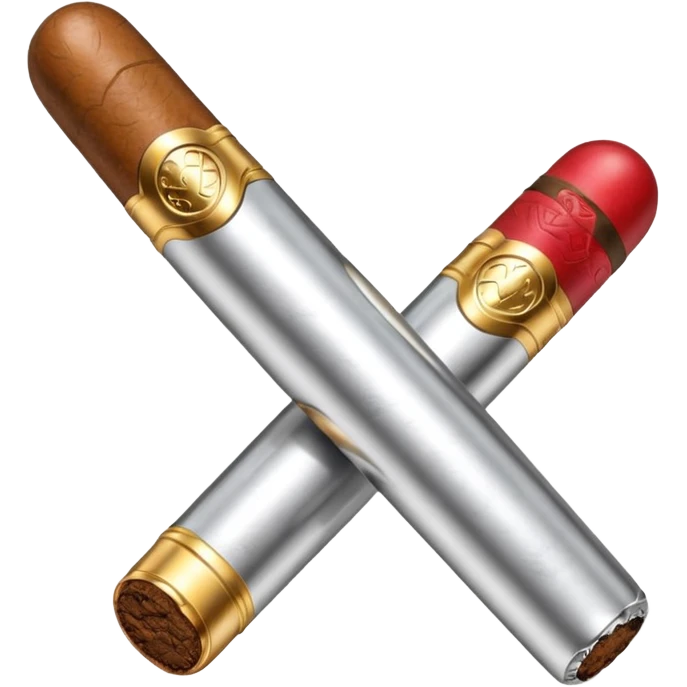 A luxury cigar emoji made of silver chrome, smooth metallic texture, minimal shape, glossy reflections, rich swag aesthetic, iOS emoji style, centered, clean white background emoji