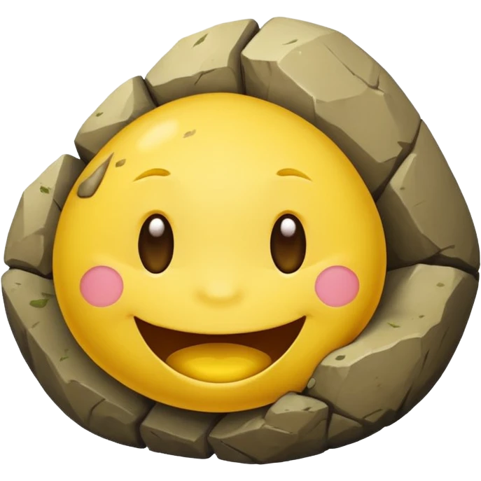 make the yellow emoji face eat a boulder emoji