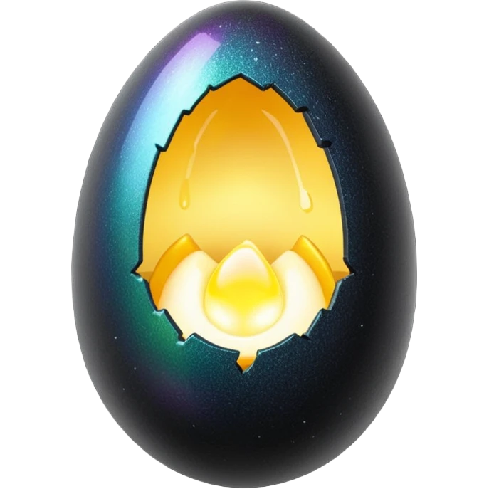 black glittery egg cracked open emoji