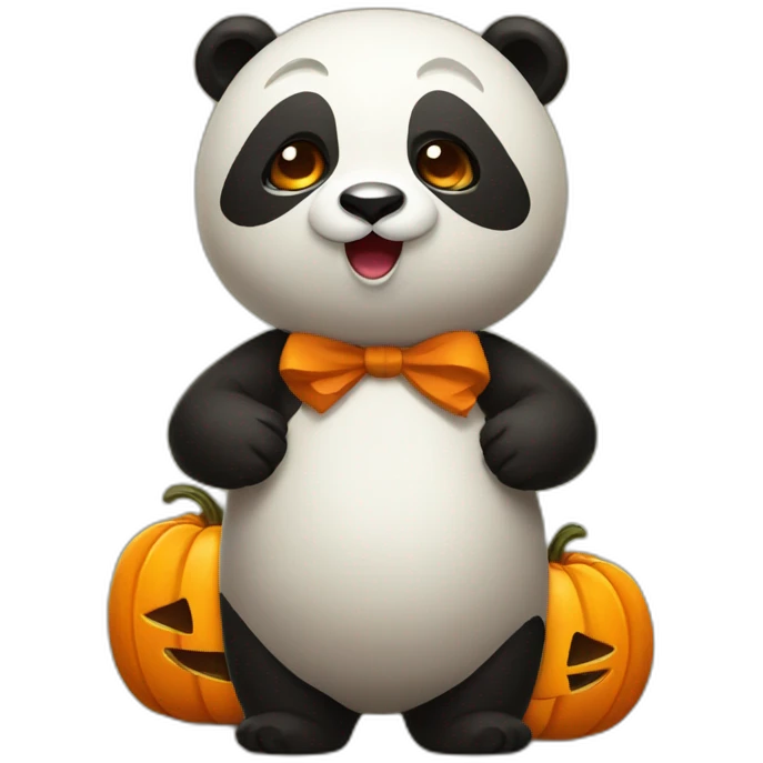 panda dressed as a pumpkin emoji