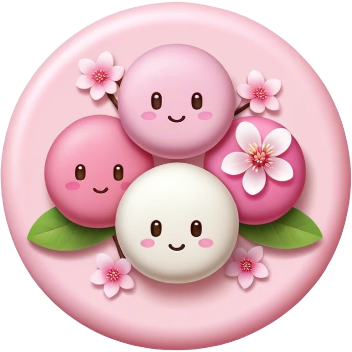 3 round dango with Sakura flower no face emoji